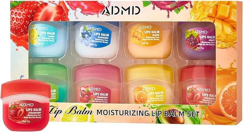 ADMD 8-PACK FRUIT FLAVOR LIP BALM SET, MINI LIP MASK FOR DAILY MOISTURE & OVERNIGHT CARE HELPS SOOTHE DRY LIPS - Image 5